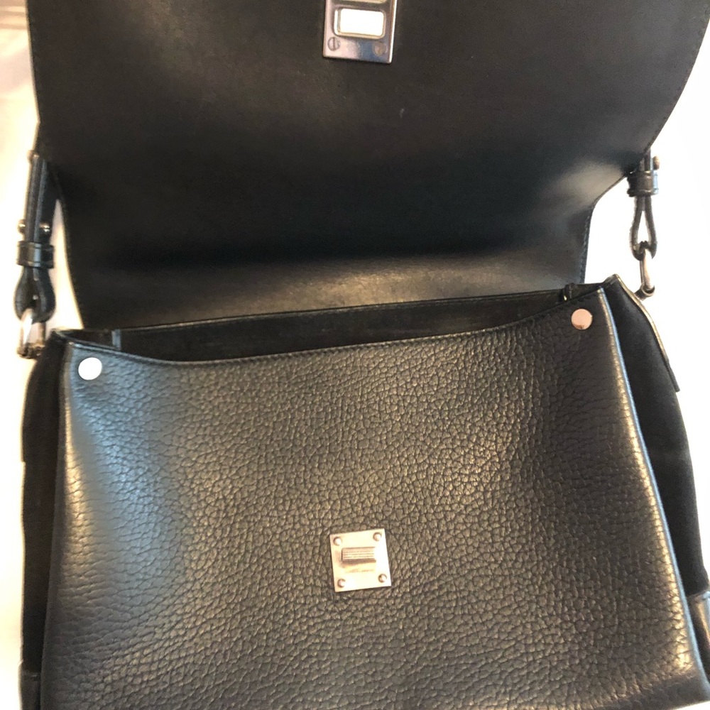 $1650 Proenza Schouler Black Leather Elliot Shoulder Crossbody Messenger Bag - Picture 7 of 13